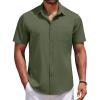 COOFANDY Men’s Short Sleeve Button Down Shirts Casual Summer Untucked Wrinkle Free Dress Shirts with Pocket(Chive)