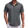 COOFANDY Men’s Short Sleeve Button Down Shirts Casual Summer Untucked Wrinkle Free Dress Shirts with Pocket(Granite Gray)