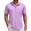COOFANDY Men’s Short Sleeve Button Down Shirts Casual Summer Untucked Wrinkle Free Dress Shirts with Pocket(Lavender Frost)