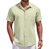 COOFANDY Men’s Short Sleeve Button Down Shirts Casual Summer Untucked Wrinkle Free Dress Shirts with Pocket(Sea Foam)