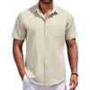 COOFANDY Men’s Short Sleeve Button Down Shirts Casual Summer Untucked Wrinkle Free Dress Shirts with Pocket(Vanilla Ice)