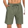 COOFANDY Men’s Summer Beach Shorts Lightweight Elastic Waist Drawstring Casual Shorts with Pocket(Deep Green)