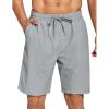 COOFANDY Men’s Summer Beach Shorts Lightweight Elastic Waist Drawstring Casual Shorts with Pocket(Light Grey)