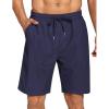 COOFANDY Men’s Summer Beach Shorts Lightweight Elastic Waist Drawstring Casual Shorts with Pocket(Navy Blue)