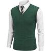 COOFANDY Men’s Sweater Vest Cable Knitted V Neck Slim Fit Sleeveless Pullover Sweater(Green)