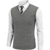 COOFANDY Men’s Sweater Vest Cable Knitted V Neck Slim Fit Sleeveless Pullover Sweater(Grey)