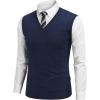 COOFANDY Men’s Sweater Vest Cable Knitted V Neck Slim Fit Sleeveless Pullover Sweater(Navy Blue)