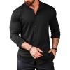 COOFANDY Mens’s Long Sleeve Button Up Shirts Athletic Fitted Dress Shirts Silm Fit(01-black)