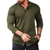 COOFANDY Mens’s Long Sleeve Button Up Shirts Athletic Fitted Dress Shirts Silm Fit(Army Green)