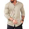 COOFANDY Mens’s Long Sleeve Button Up Shirts Athletic Fitted Dress Shirts Silm Fit(Khaki)