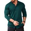 COOFANDY Mens’s Long Sleeve Button Up Shirts Athletic Fitted Dress Shirts Silm Fit(Lake Green)