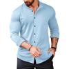 COOFANDY Mens’s Long Sleeve Button Up Shirts Athletic Fitted Dress Shirts Silm Fit(Light Blue)