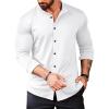 COOFANDY Mens’s Long Sleeve Button Up Shirts Athletic Fitted Dress Shirts Silm Fit(White)