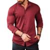 COOFANDY Mens’s Long Sleeve Button Up Shirts Athletic Fitted Dress Shirts Silm Fit(Wine Red)