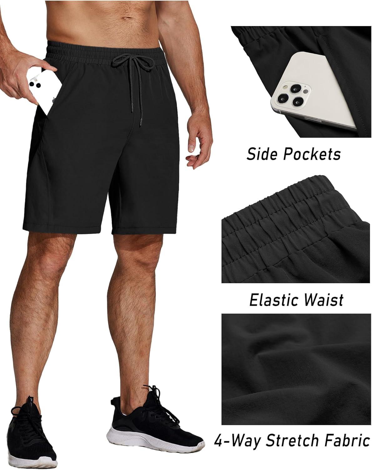 imageCOOFANDY Mens Running Athletic Shorts 9quot Gym Workout Lightweight Elastic Waist Sports ShortsBlack