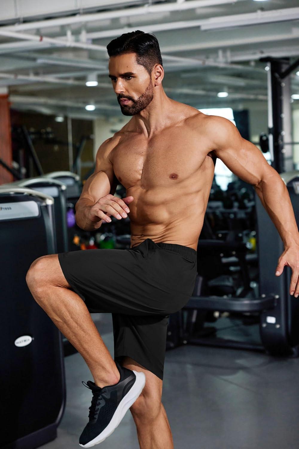 imageCOOFANDY Mens Running Athletic Shorts 9quot Gym Workout Lightweight Elastic Waist Sports ShortsBlack