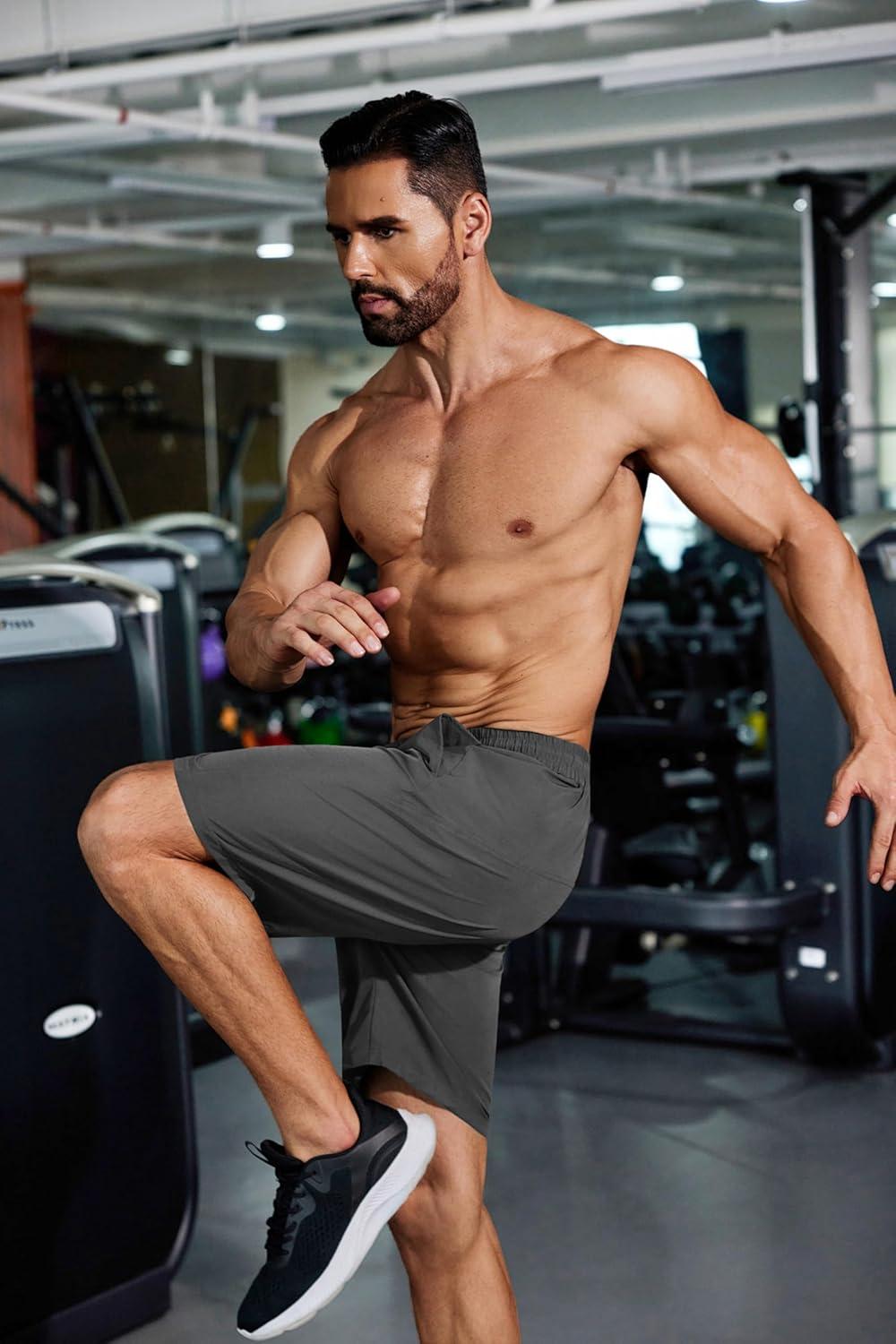 imageCOOFANDY Mens Running Athletic Shorts 9quot Gym Workout Lightweight Elastic Waist Sports ShortsDark Grey