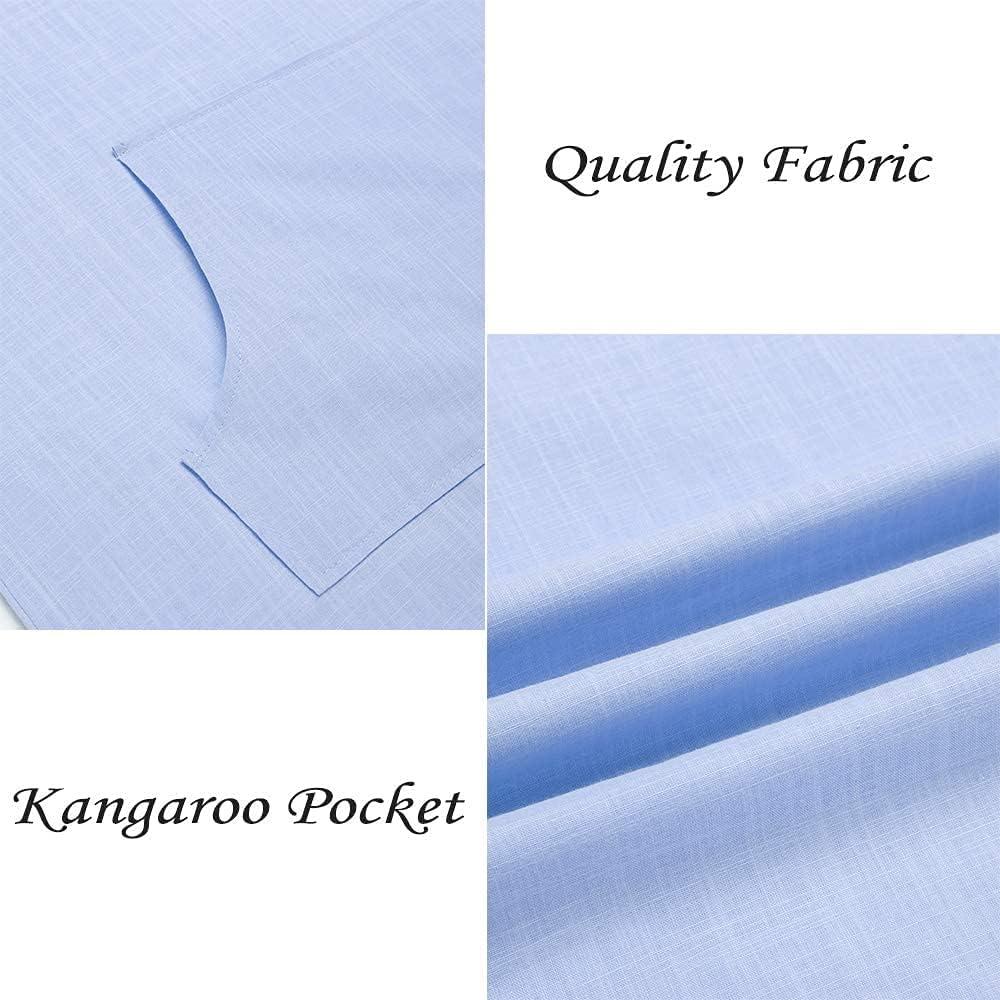 imageCOOFANDY Mens VNeck Linen Robe Short Sleeve Kaftan Thobe Long Gown Casual Shirt for Beach SummerLight Blue