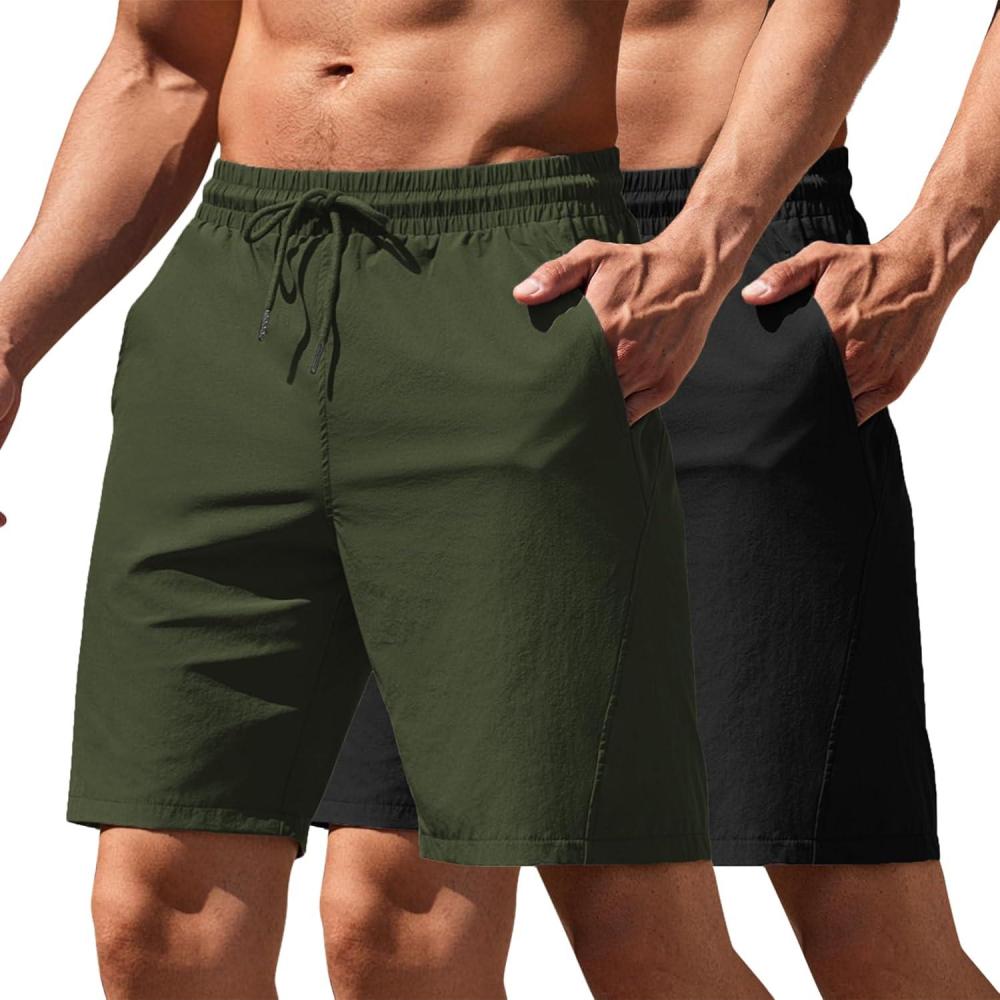 imageCOOFANDY Mens Running Athletic Shorts 9quot Gym Workout Lightweight Elastic Waist Sports ShortsBlackArmy Green