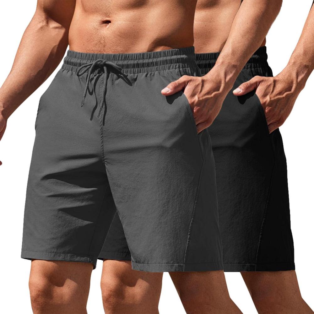 imageCOOFANDY Mens Running Athletic Shorts 9quot Gym Workout Lightweight Elastic Waist Sports ShortsBlackDark Grey