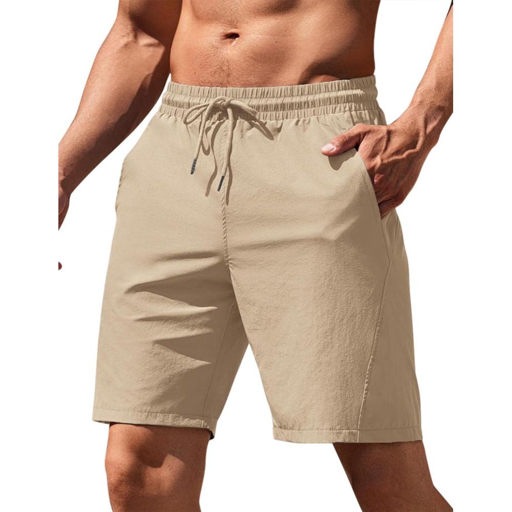 imageCOOFANDY Mens Running Athletic Shorts 9quot Gym Workout Lightweight Elastic Waist Sports ShortsKhaki