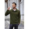 COOFANDY Mens Quarter Pullover Quilted Sweatshirt Casual Knit Long Sleeve Mock Neck Sweater Waffle Collared Pullover(Army Green)