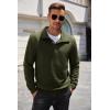 COOFANDY Mens Quarter Pullover Quilted Sweatshirt Casual Knit Long Sleeve Mock Neck Sweater Waffle Collared Pullover(Army Green)