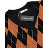 COOFANDY Men’s Sleeveless V Neck Pullover Sweater Slim Fit Casual Argyle Vest Sweaters(Black-orange)