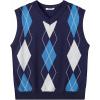 COOFANDY Men’s Sleeveless V Neck Pullover Sweater Slim Fit Casual Argyle Vest Sweaters(Gw263 Blue and Gray Plaid)
