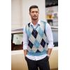 COOFANDY Men’s Sleeveless V Neck Pullover Sweater Slim Fit Casual Argyle Vest Sweaters(Light Blue)