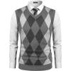 COOFANDY Men’s Sleeveless V Neck Pullover Sweater Slim Fit Casual Argyle Vest Sweaters(Grey)
