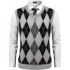 COOFANDY Men’s Sleeveless V Neck Pullover Sweater Slim Fit Casual Argyle Vest Sweaters(Light Grey)