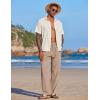 COOFANDY Men’s Casual Linen Summer Beach Pants Lightweight Drawstring Elastic Waist Yoga Trousers(Brown)
