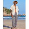 COOFANDY Men’s Casual Linen Summer Beach Pants Lightweight Drawstring Elastic Waist Yoga Trousers(Gray)
