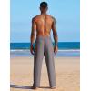 COOFANDY Men’s Casual Linen Summer Beach Pants Lightweight Drawstring Elastic Waist Yoga Trousers(Gray)