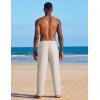 COOFANDY Men’s Casual Linen Summer Beach Pants Lightweight Drawstring Elastic Waist Yoga Trousers(Light Khaki)