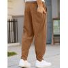 COOFANDY Men’s Corduroy Pants Elastic Waist Drawstring Harem Pants Fashion Loose Casual Long Trousers with 4 Pockets(Light Brown)