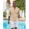 COOFANDY Men’s Henley Shirt Long Sleeve Lightweight Casual T-Shirt Summer Beach Hippie Tee Shirt(Khaki)