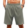 COOFANDY Men Casual Shorts Elastic Waist Drawstring Shorts Stretch Summer Beach Shorts with Pockets(Armygreen)