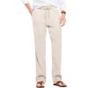 COOFANDY Men’s Casual Linen Summer Beach Pants Lightweight Drawstring Elastic Waist Yoga Trousers(Light Khaki)