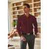 COOFANDY Men’s Business Dress Shirts Wrinkle Free Long Sleeve Regular Fit Dress Shirt Textured Casual Button Down Shirts(Wine Red White Polka Dots)