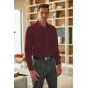 COOFANDY Men’s Business Dress Shirts Wrinkle Free Long Sleeve Regular Fit Dress Shirt Textured Casual Button Down Shirts(Wine Red White Polka Dots)