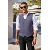 COOFANDY Men’s Double Breasted Suit Vest Lightweight Waistcoat Slim Fit Dress Vest(Blue Purple)