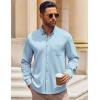 COOFANDY Mens Long Sleeve Button Down Shirt Wrinkle Free Casual Shirt for Men Untucked Shirts with Pocket for Wedding(Clear Blue)