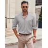 COOFANDY Mens Long Sleeve Button Down Shirt Wrinkle Free Casual Shirt for Men Untucked Shirts with Pocket for Wedding(Light Grey)