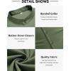 COOFANDY Men’s Oxford Shirts Long Sleeve Casual Button Down Shirts Band Collar Dress Shirt with Pocket(Army Green)