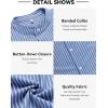 COOFANDY Men’s Oxford Shirts Long Sleeve Casual Button Down Shirts Band Collar Dress Shirt with Pocket(Stripe-blue&white)