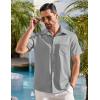 COOFANDY Mens Wrinkle Free Short Sleeve Dress Shirts Button Up Fitted Casual Summer Shirts Light Grey
