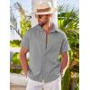 COOFANDY Mens Wrinkle Free Short Sleeve Dress Shirts Button Up Fitted Casual Summer Shirts Light Grey