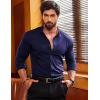 COOFANDY Mens’s Long Sleeve Button Up Shirts Athletic Fitted Dress Shirts Silm Fit(Navy Blue)